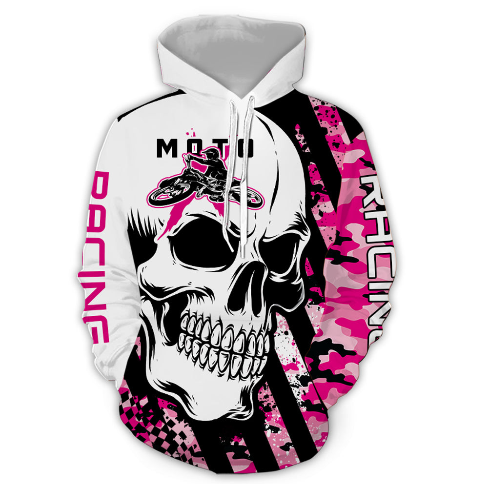 Custom Dirt Bike Hoodie Skull Motocross Hooded Jersey Mens Women Youth Motorcycle Hoodie| CTP38
