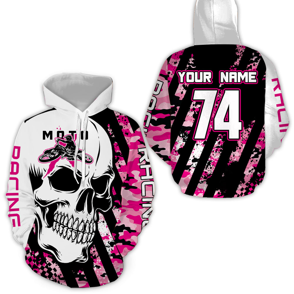 Custom Dirt Bike Hoodie Skull Motocross Hooded Jersey Mens Women Youth Motorcycle Hoodie| CTP38