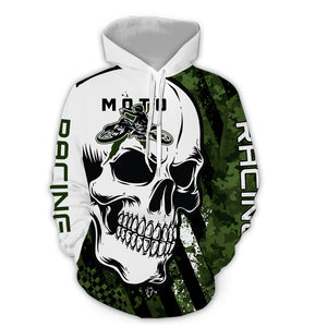 Custom Dirt Bike Hoodie Skull Motocross Hooded Jersey Mens Women Youth Motorcycle Hoodie| CTP40