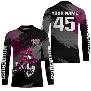 Adult&Kid Custom Pink Dirt Bike Jersey Motocross Jersey Upf30+ Motocross Shirt| CTP93