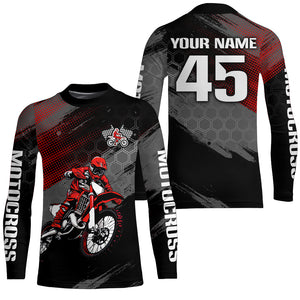 Adult&Kid Custom Red Dirt Bike Jersey Motocross Jersey Upf30+ Motocross Shirt| CTP93