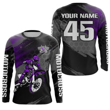 Load image into Gallery viewer, Adult&amp;Kid Custom Purple Dirt Bike Jersey Motocross Jersey Upf30+ Motocross Shirt| CTP93
