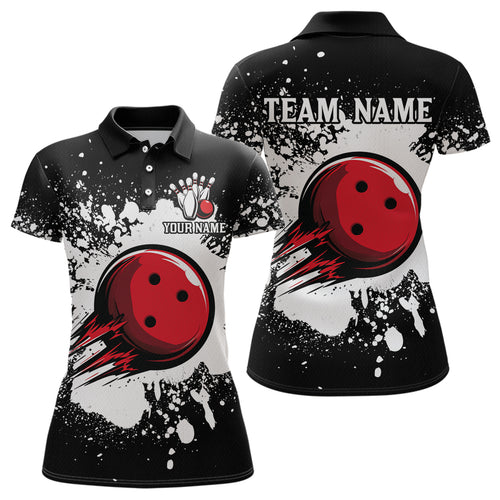 Black Bowling Jersey Men Women Custom Bowling Team Shirts Unisex Bowling Polo Quarter-zip CP32