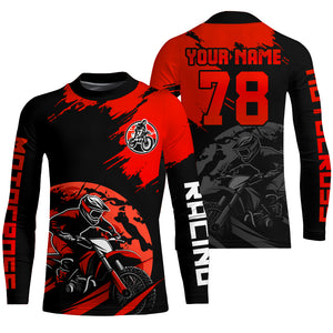 Custom Dirt Bike Jersey Red Motocross Jersey Upf30+ Mens Women Motocross Shirt| CTP54