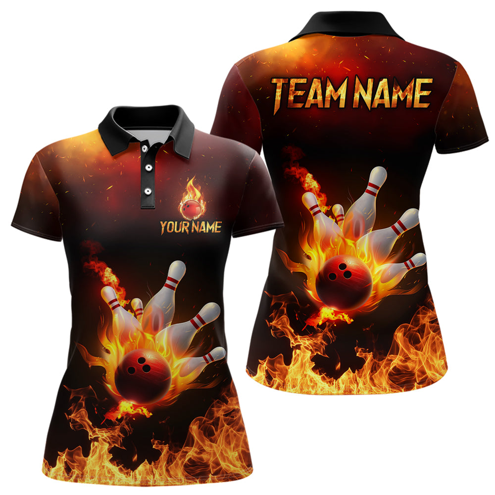 Flame Bowling Jersey Men And Women Custom Bowling Team Shirts Unisex Bowling Polo Quarter-zip CP23