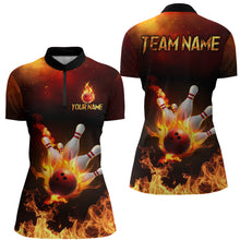 Load image into Gallery viewer, Flame Bowling Jersey Men And Women Custom Bowling Team Shirts Unisex Bowling Polo Quarter-zip CP23