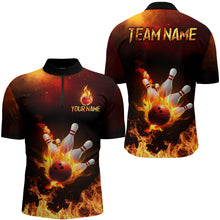 Load image into Gallery viewer, Flame Bowling Jersey Men And Women Custom Bowling Team Shirts Unisex Bowling Polo Quarter-zip CP23