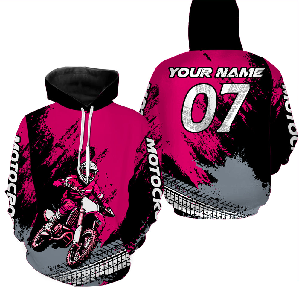 Custom Dirt Bike Jersey Pink Motocross Jersey Upf30+ Mens Women Racing Shirt| CTP30