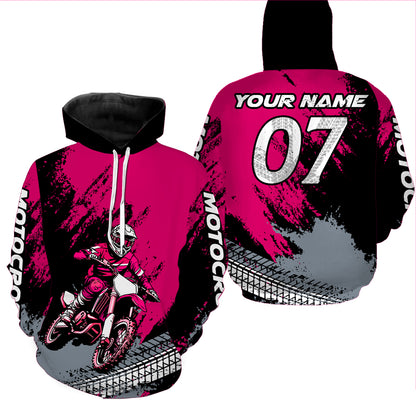 Custom Dirt Bike Jersey Pink Motocross Jersey Upf30+ Mens Women Racing Shirt| CTP30