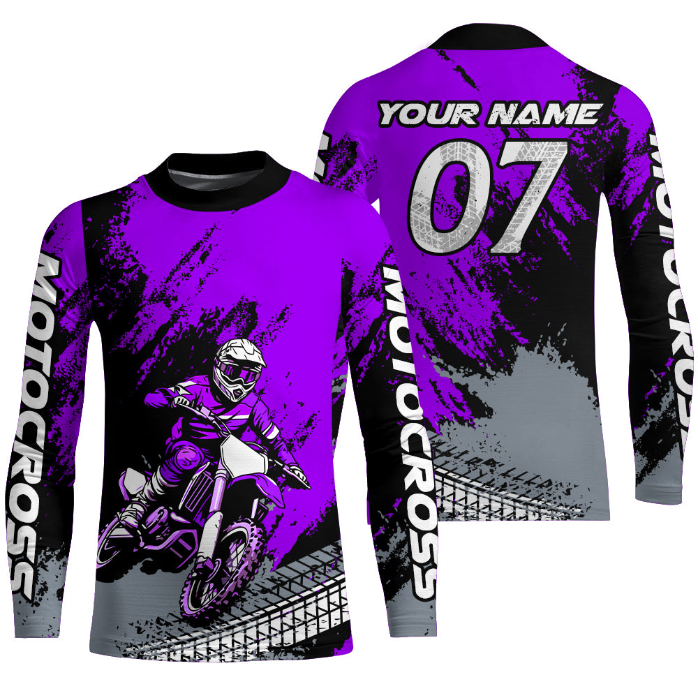 Custom Dirt Bike Jersey Purple Motocross Jersey Upf30+ Mens Women Racing Shirt| CTP30