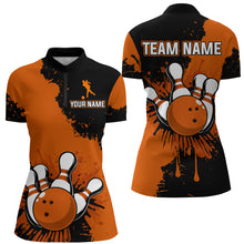 Load image into Gallery viewer, Custom Orange Bowling Jersey For Men Bowling Shirt Team Bowling Quarter-Zip Shirt CP05