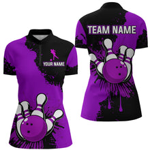 Load image into Gallery viewer, Custom Purple Bowling Jersey For Men Bowling Shirt Team Bowling Quarter-Zip Shirt CP05