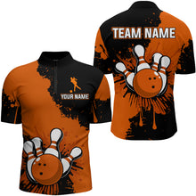 Load image into Gallery viewer, Custom Orange Bowling Jersey For Men Bowling Shirt Team Bowling Quarter-Zip Shirt CP05