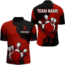 Load image into Gallery viewer, Custom Red Bowling Jersey For Men Bowling Shirt Team Bowling Quarter-Zip Shirt CP05