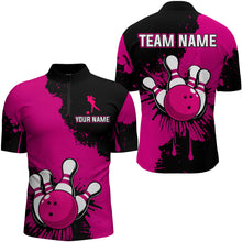 Load image into Gallery viewer, Custom Pink Bowling Jersey For Men Bowling Shirt Team Bowling Quarter-Zip Shirt CP05