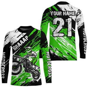 Adult&Kid green custom dirt bike jersey Motocross jersey mens women braaap motocross shirt| CTP07