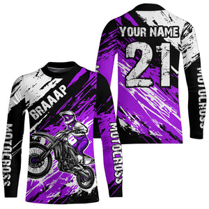 Adult&Kid purple custom dirt bike jersey Motocross jersey mens women braaap motocross shirt| CTP07