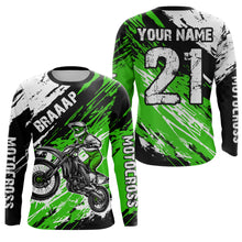 Load image into Gallery viewer, Adult&amp;Kid green custom dirt bike jersey Motocross jersey mens women braaap motocross shirt| CTP07