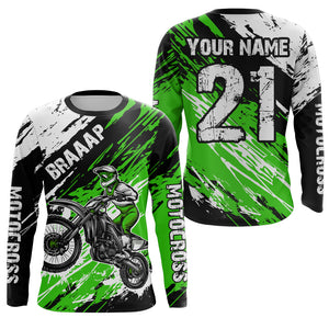 Adult&Kid green custom dirt bike jersey Motocross jersey mens women braaap motocross shirt| CTP07