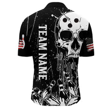 Load image into Gallery viewer, American Skull Bowling 1/4 Zip Shirt Men &amp; Women Custom Bowling Team Jersey Patriotic CP01