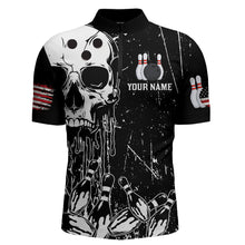 Load image into Gallery viewer, American Skull Bowling 1/4 Zip Shirt Men &amp; Women Custom Bowling Team Jersey Patriotic CP01