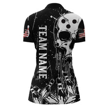 Load image into Gallery viewer, American Skull Bowling 1/4 Zip Shirt Men &amp; Women Custom Bowling Team Jersey Patriotic CP01