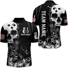 Load image into Gallery viewer, American Skull Bowling 1/4 Zip Shirt Men &amp; Women Custom Bowling Team Jersey Patriotic CP01