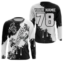 Load image into Gallery viewer, Black and white custom dirt bike jersey adult&amp;kid Motocross jersey upf30+ mens women Motocross Shirt| CTP03