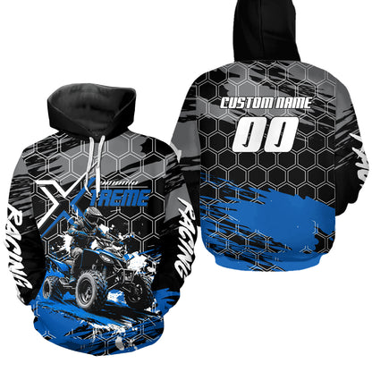 Blue Atv Racing Hoodie Custom Quad Bike Shirt Upf30+ Adult Youth Off-Road Atv Motocross Hoooded  NHN008