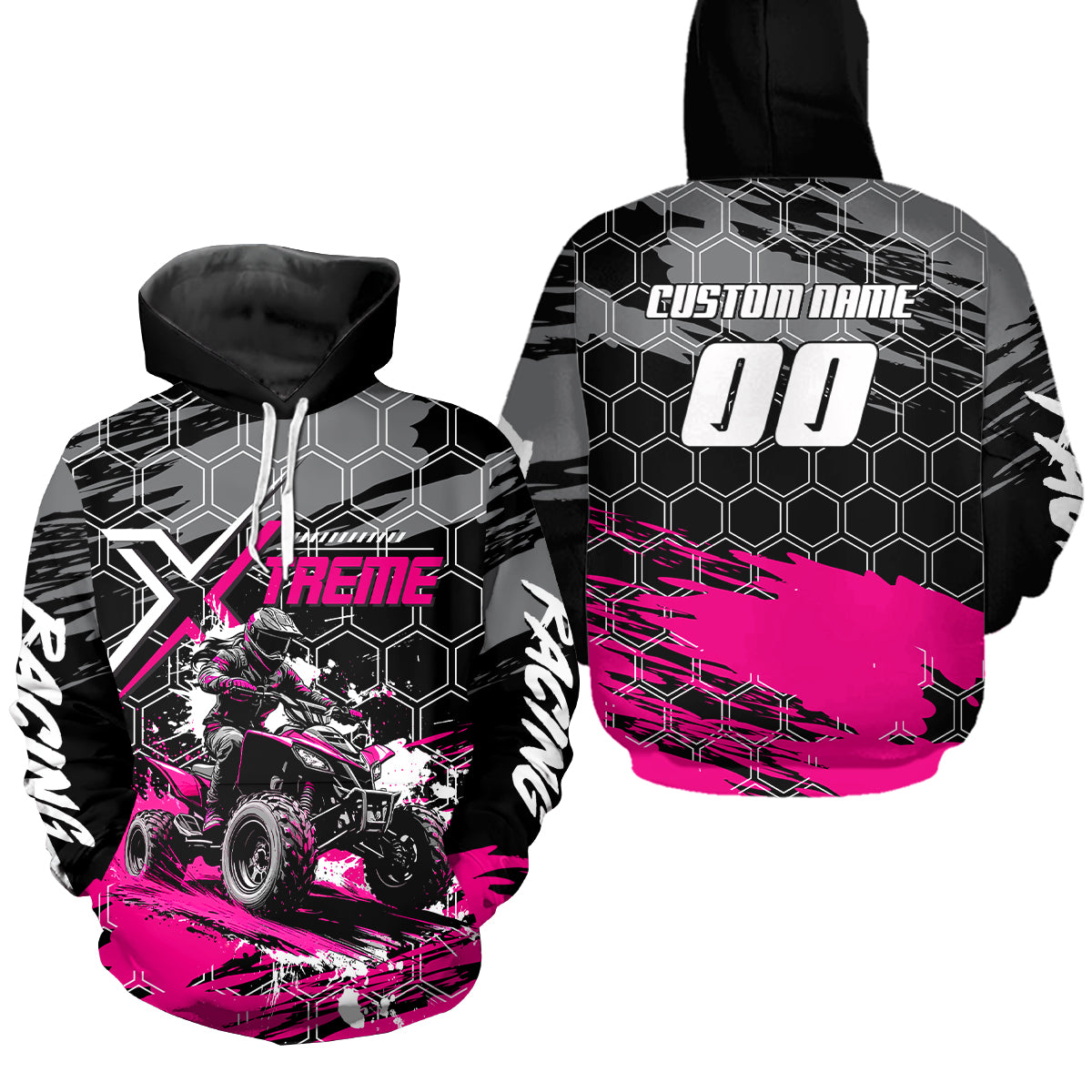 Pink Girl ATV Racing Hoodie Personalized Quad Bike Shirt Upf30+ Adult Youth Off-Road Atv Motocross Hoooded NHN008