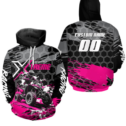 Pink Girl ATV Racing Hoodie Personalized Quad Bike Shirt Upf30+ Adult Youth Off-Road Atv Motocross Hoooded NHN008