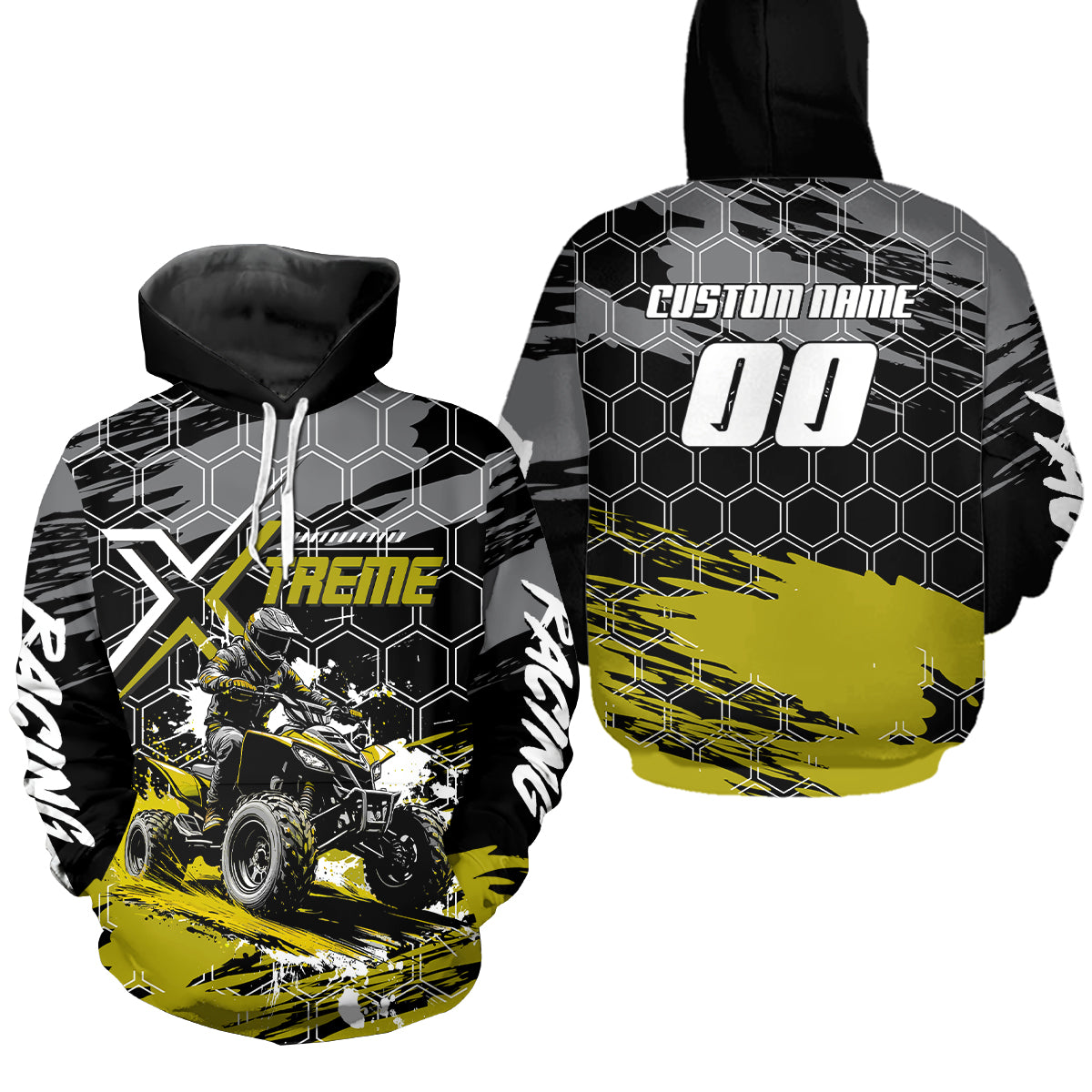 Yellow ATV Racing Hoodie Personalized Quad Bike Shirt Upf30+ Adult Youth Off-Road Atv Motocross Hoooded  NHN008