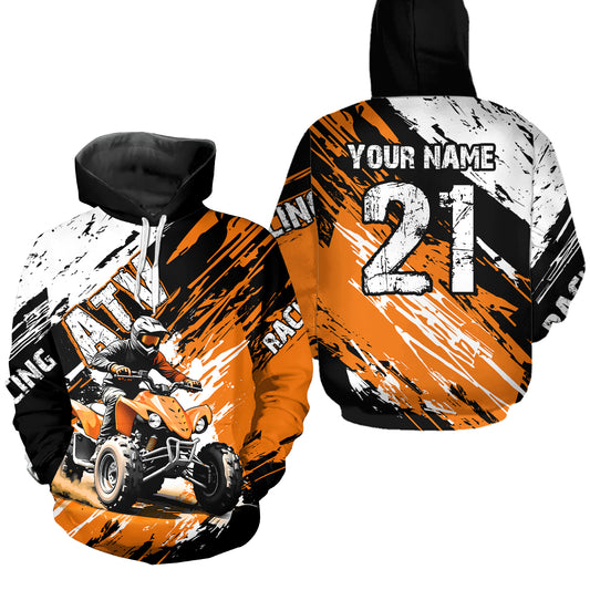 Orange Atv Motocross Hoodie Custom Off-Road Quad Bike Hoodies For Men Women Kid Youth NHN006
