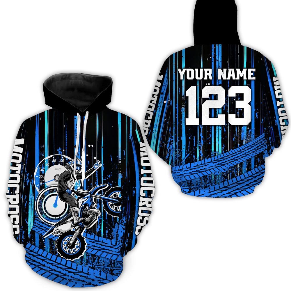 Blue Motocross Jersey Upf30+ Custom Dirt Bike Jersey Mens Women Off-Road Jersey Adult&Kid| CTP60