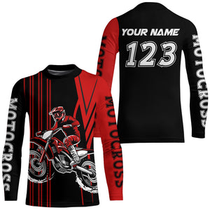 Adult&Kid Custom Red Motocross Jersey Upf30+ Mens Women Dirt Bike Shirt Off Road Jersey| CTP100