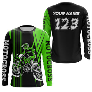 Adult&Kid Custom Green Motocross Jersey Upf30+ Mens Women Dirt Bike Shirt Off Road Jersey| CTP100