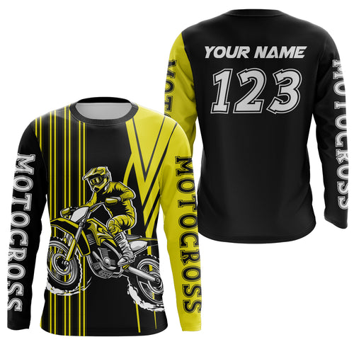 Adult&Kid Custom Yellow Motocross Jersey Upf30+ Mens Women Dirt Bike Shirt Off Road Jersey| CTP100