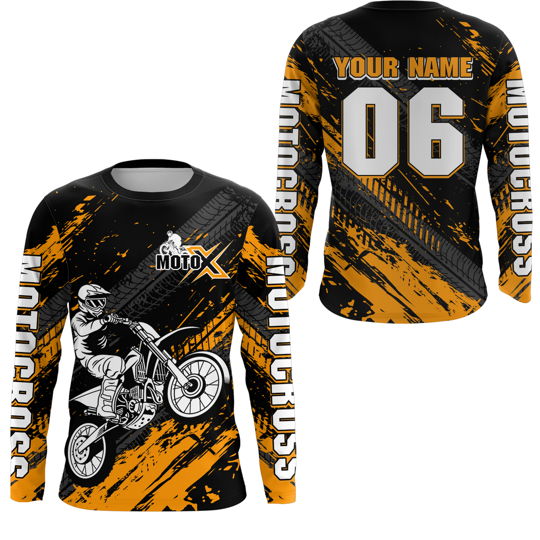 Orange Motocross Jersey Upf30+ Custom Dirt Bike Jersey Mens Women Off-Road Jersey Adult&Kid| CTP48