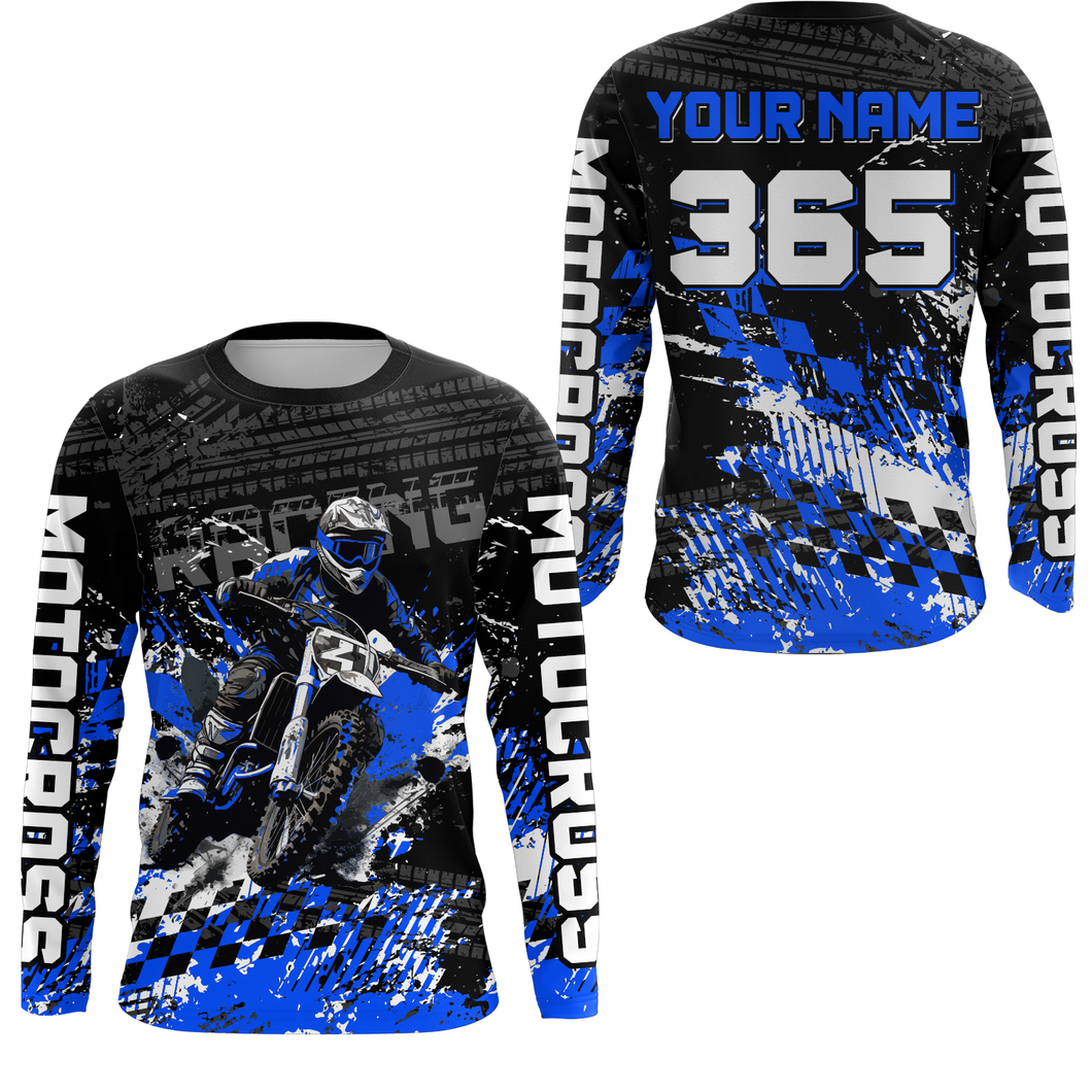 Blue Dirt Bike Jersey Motocross Jersey Upf30+ Custom Mens Women Off-Road Jersey| CTP44