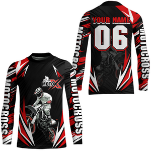 Adult&Kid Custom Red Motocross Jersey for Men Women Upf30+ Extreme Dirt Bike Shirt| CTP76