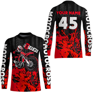 Adult&Kid red custom Motocross jersey upf30+ dirt bike jersey mens women Motocross Shirt| CTP01