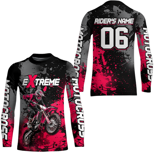Adult&Kid pink custom dirt bike jersey motocross jersey mens women extreme motocross shirt| CTP08