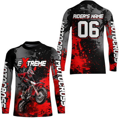 Adult&Kid red custom dirt bike jersey motocross jersey mens women extreme motocross shirt| CTP08