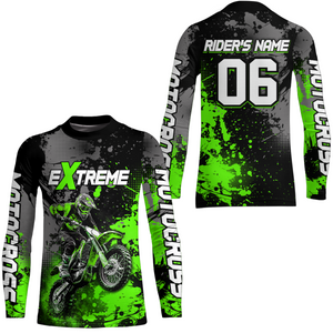 Adult&Kid green custom dirt bike jersey motocross jersey mens women extreme motocross shirt| CTP08
