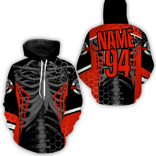 Custom Dirt Bike Hoodie Red Cool Bone Motocross Hooded Youth Motorcycle Hoodie| CTP42