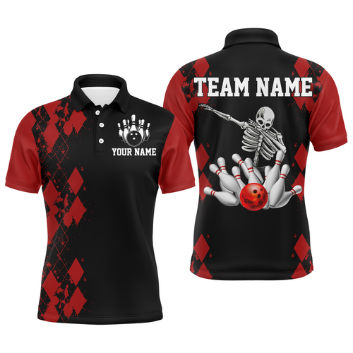 Skull Bowling Jersey Men And Women Custom Bowling Team Shirts Unisex Bowling Polo Quarter-zip CP22