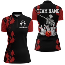 Load image into Gallery viewer, Skull Bowling Jersey Men And Women Custom Bowling Team Shirts Unisex Bowling Polo Quarter-zip CP22