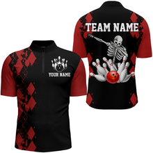 Load image into Gallery viewer, Skull Bowling Jersey Men And Women Custom Bowling Team Shirts Unisex Bowling Polo Quarter-zip CP22