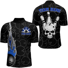 Load image into Gallery viewer, Men Skull Bowling Jersey Custom Bowling Team Shirts Unisex Bowling Men Short Sleeve Quarter-zip Shirt CP30