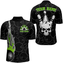 Load image into Gallery viewer, Men Skull Bowling Jersey Custom Bowling Team Shirts Unisex Bowling Men Short Sleeve Quarter-zip Shirt CP30